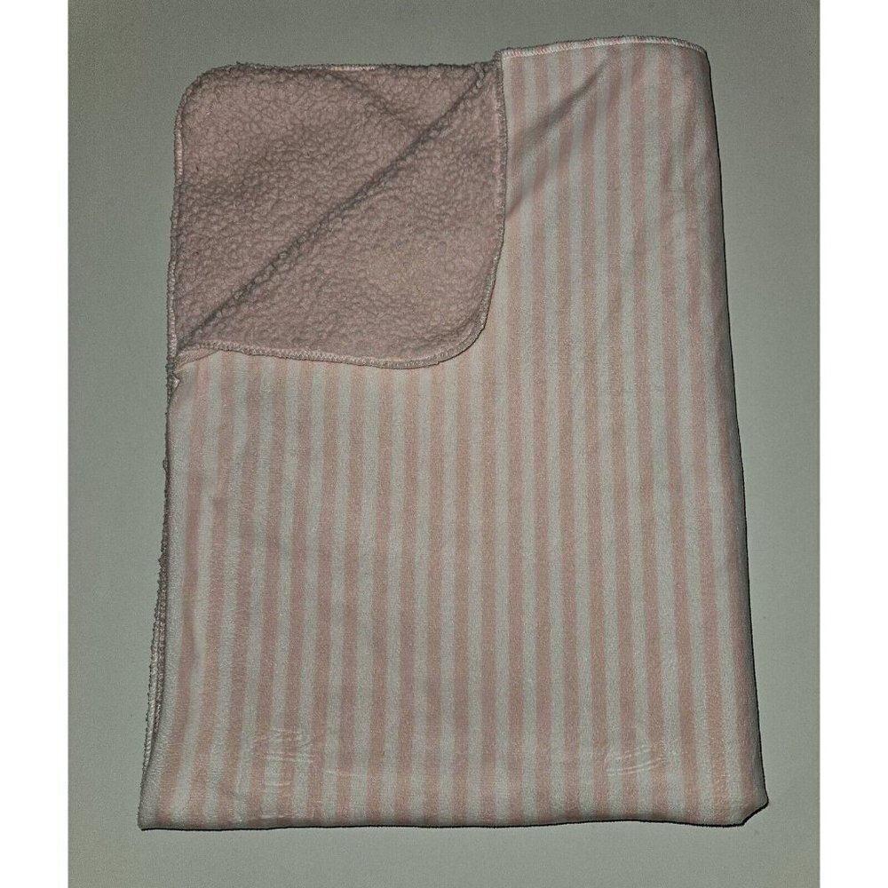 True Baby Pink White Striped Fleece Baby Blanket Lovey Girl SOFT 30x38